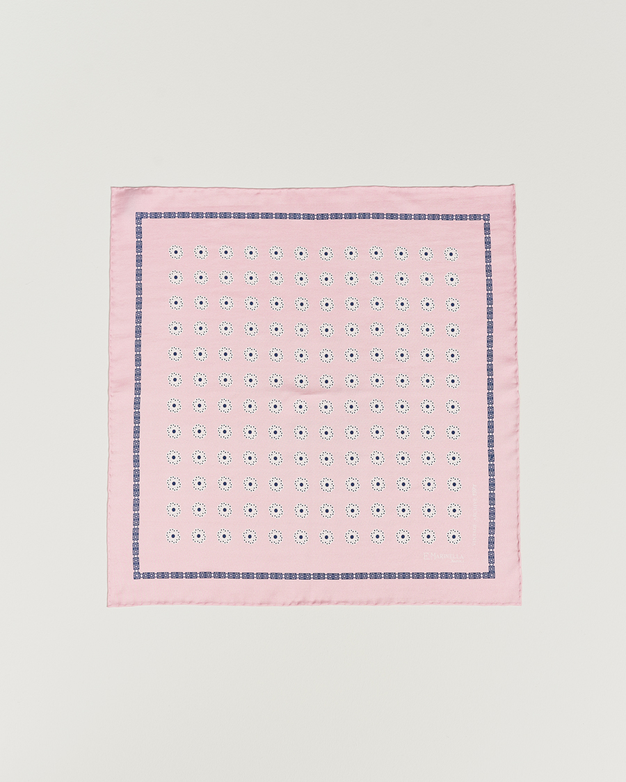 Hombres | E. Marinella Printed Silk Pocket Square Pink | E. Marinella | Printed Silk Pocket Square Pink