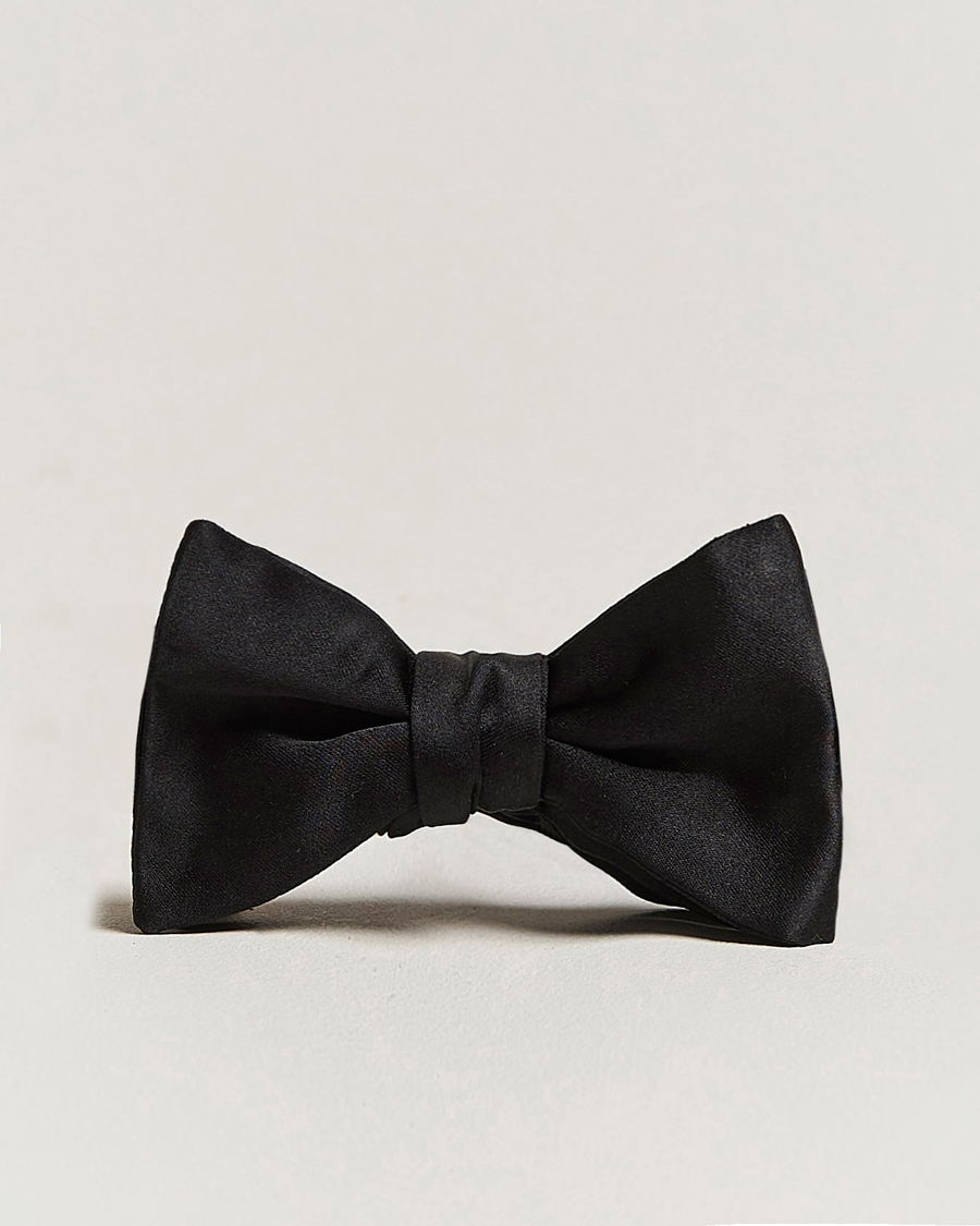 Hombres | E. Marinella Silk Bow Tie Black Satin | E. Marinella | Silk Bow Tie Black Satin