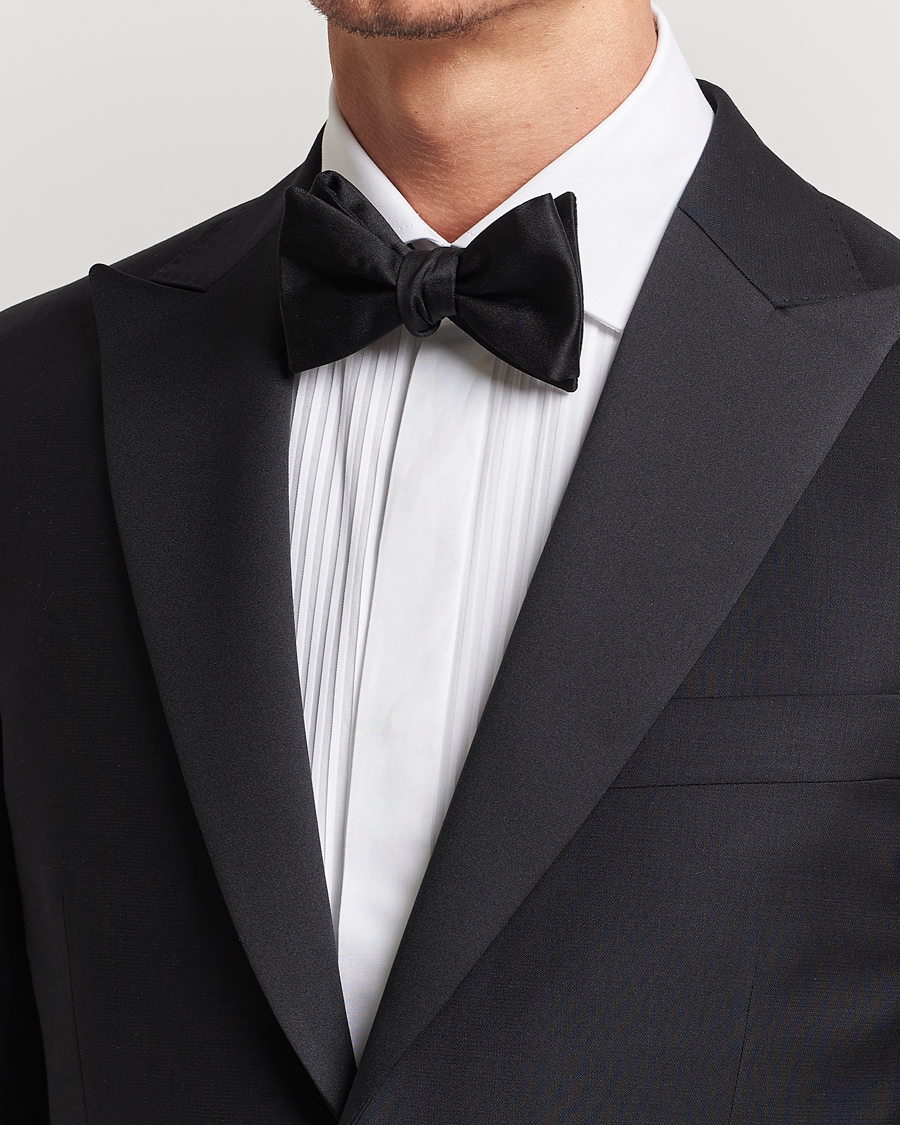 Hombres | E. Marinella Silk Bow Tie Black Satin | E. Marinella | Silk Bow Tie Black Satin