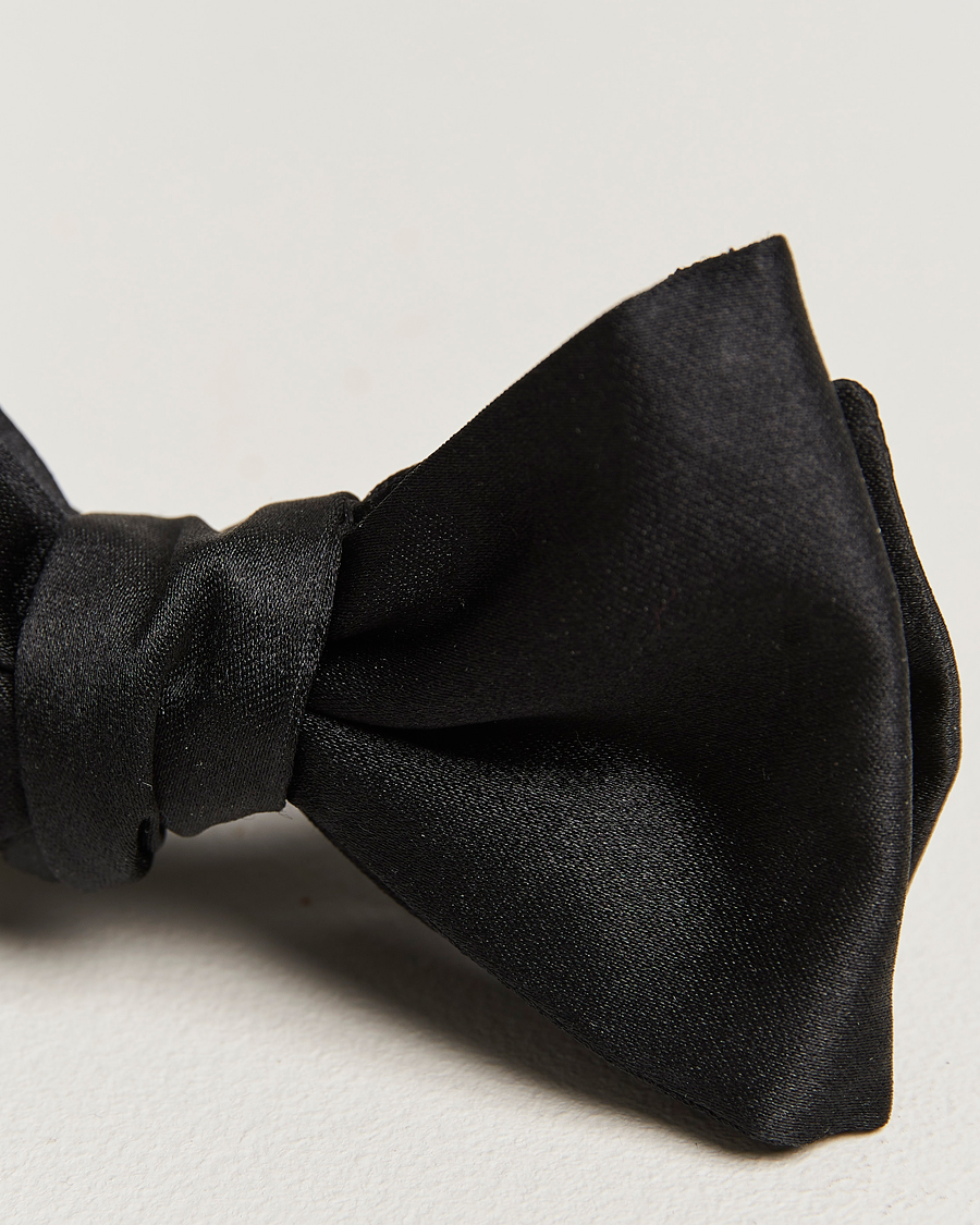Hombres | E. Marinella Silk Bow Tie Black Satin | E. Marinella | Silk Bow Tie Black Satin
