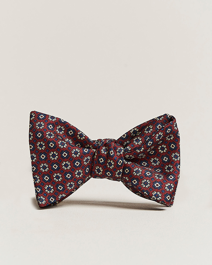 Hombres | E. Marinella Printed Silk Bow Tie Burgundy | E. Marinella | Printed Silk Bow Tie Burgundy