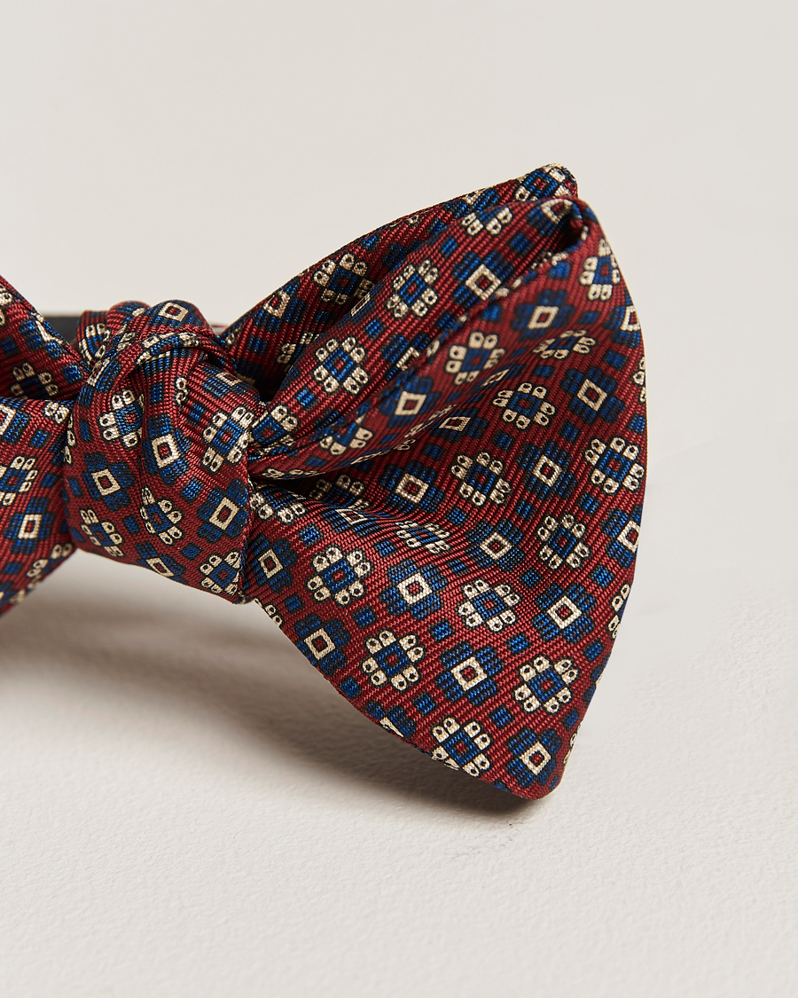 Hombres | E. Marinella Printed Silk Bow Tie Burgundy | E. Marinella | Printed Silk Bow Tie Burgundy