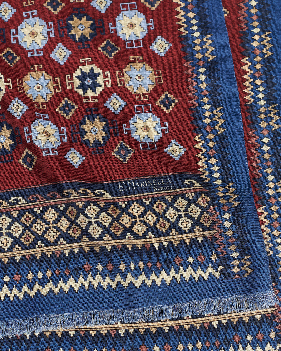 Hombres | E. Marinella Wool/Silk Printed Scarf Burgundy | E. Marinella | Wool/Silk Printed Scarf Burgundy