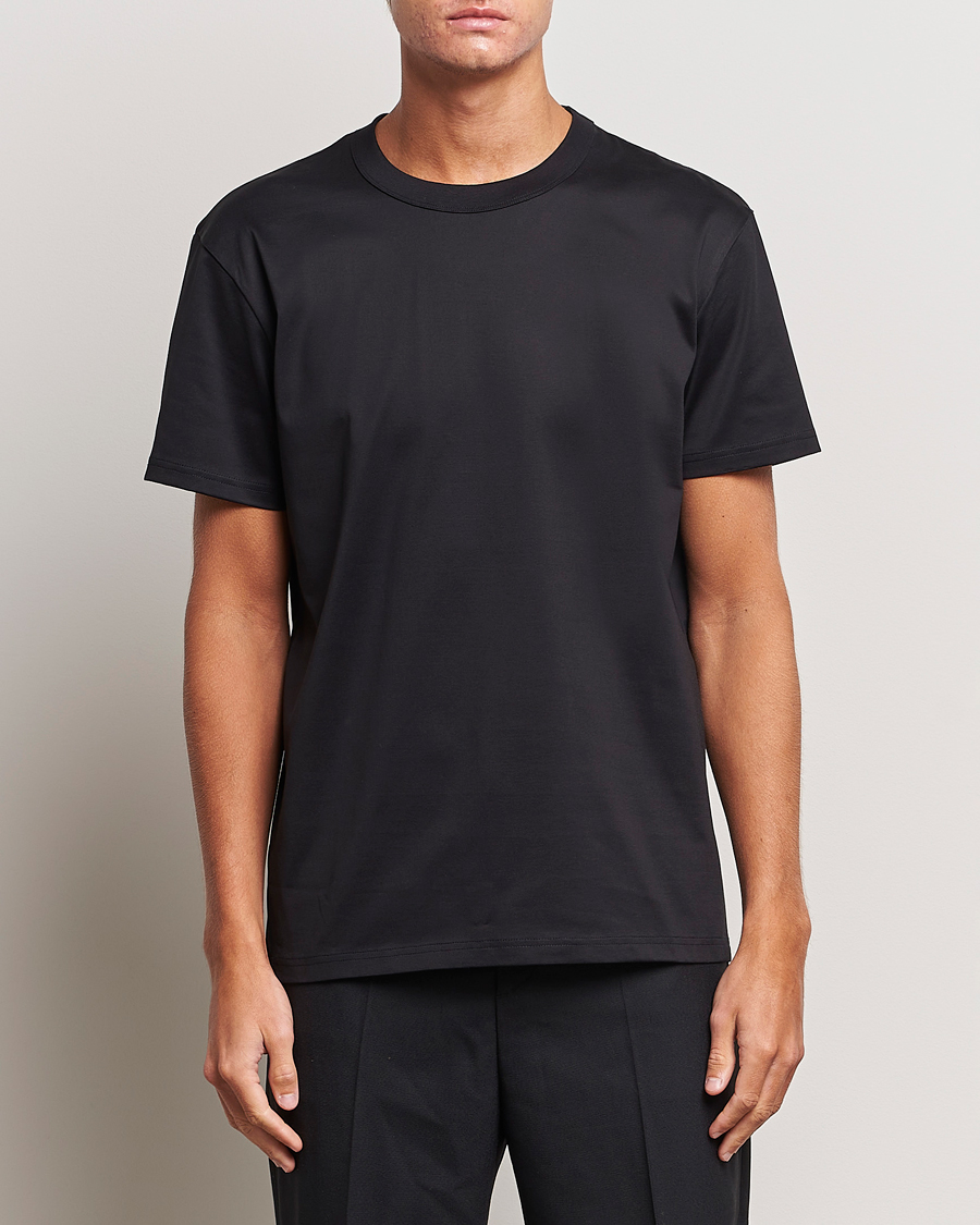 Hombres | Camisetas negras | Bread & Boxers | Pima Cotton Crew Neck T-Shirt Black