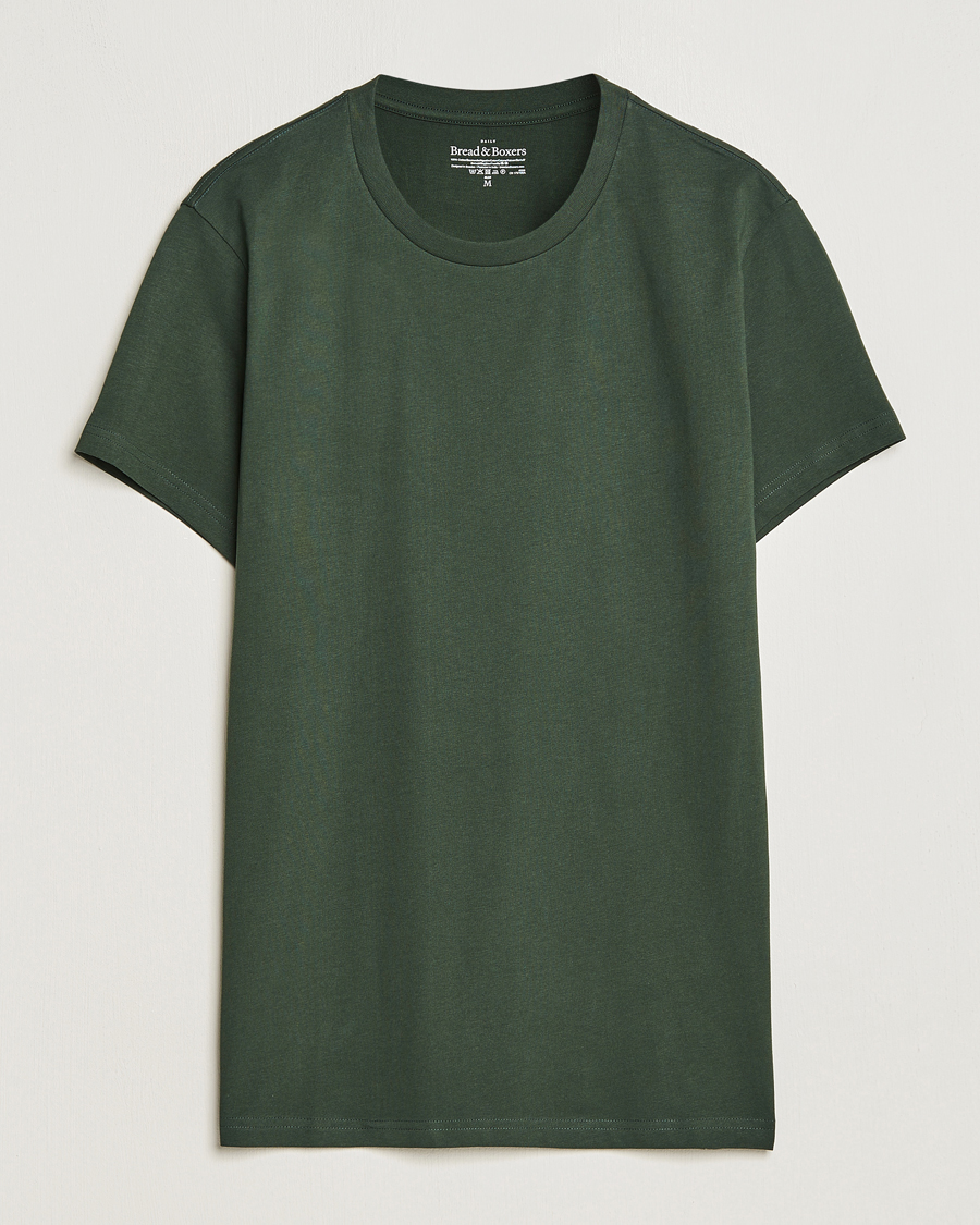 Hombres | Camisetas | Bread & Boxers | Heavy Cotton Crew Neck T-shirt Forest Green