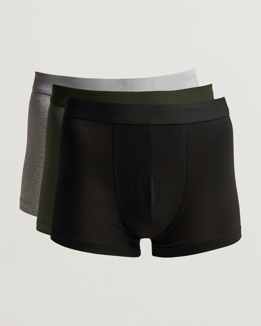 Hombres | Ropa interior y calcetines | Bread & Boxers | 3-Pack Boxer Brief Black/Grey/Forest Green