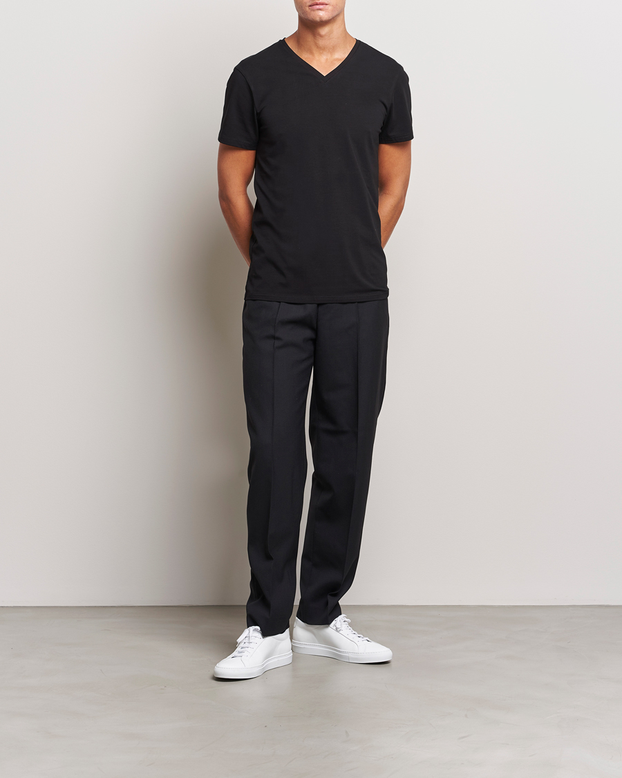 Hombres | Camisetas | Bread & Boxers | 2-Pack V-Neck T-Shirt Black