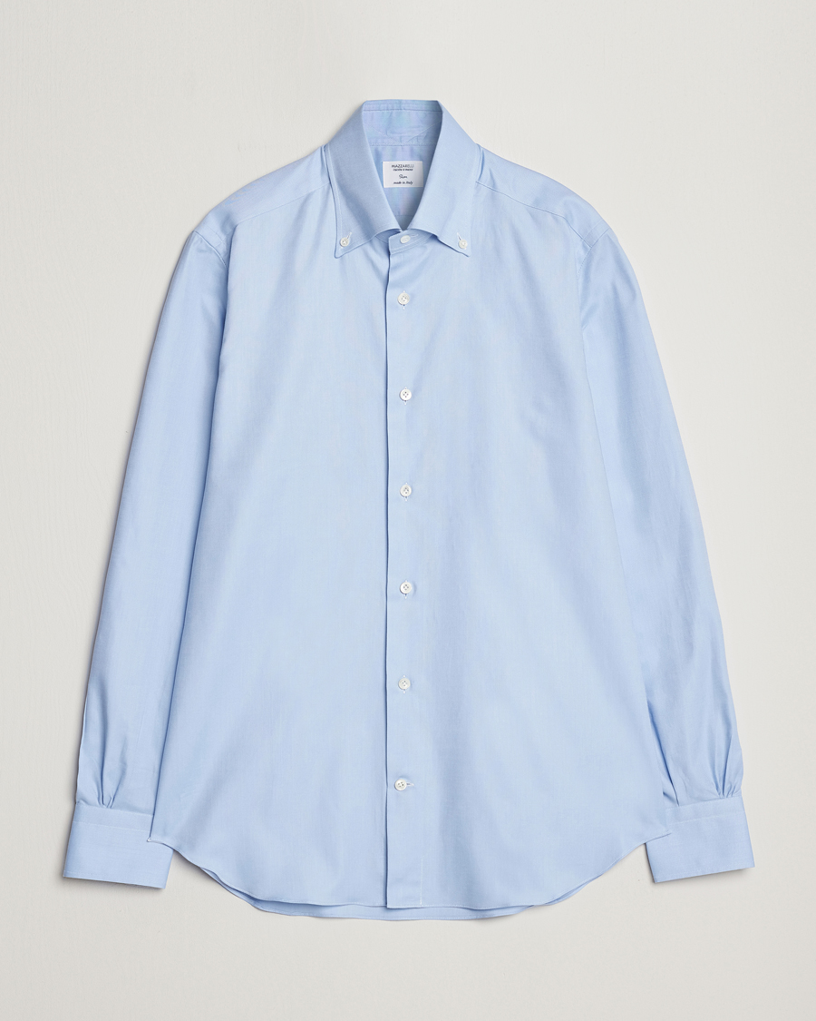 Hombres | Camisas | Mazzarelli | Soft Washed Button Down Oxford Shirt Light Blue