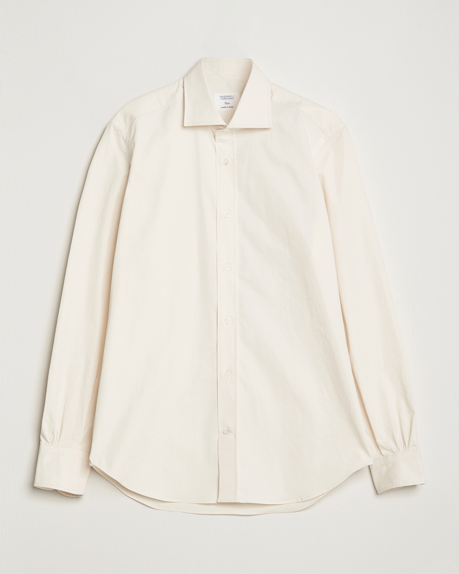 Hombres | Camisas | Mazzarelli | Soft Twill Cotton Shirt White