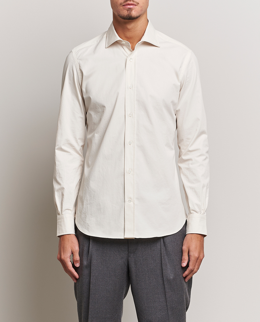 Hombres | Camisas | Mazzarelli | Soft Twill Cotton Shirt White
