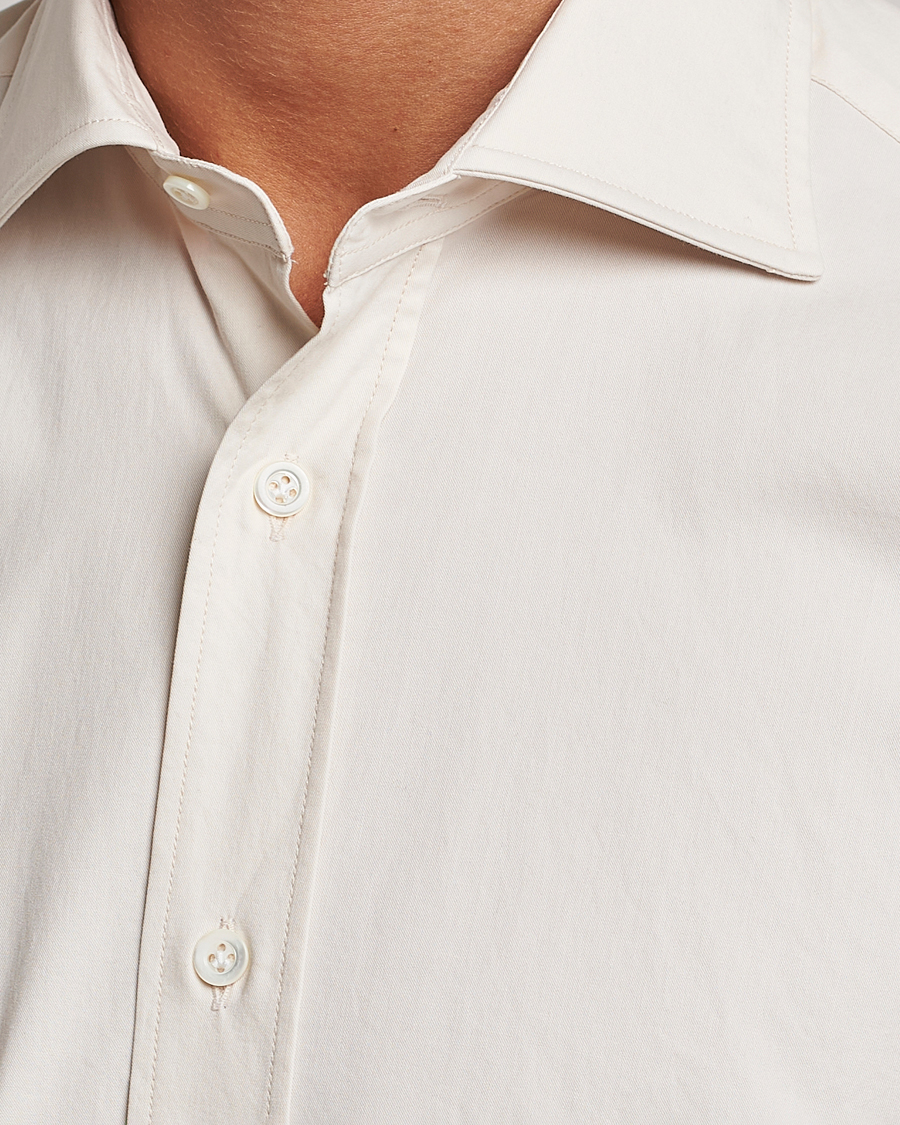 Hombres | Camisas | Mazzarelli | Soft Twill Cotton Shirt White