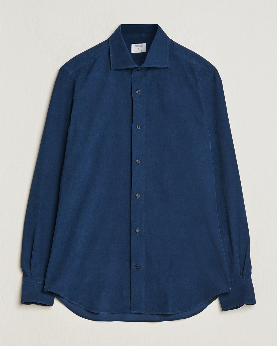 Hombres | Camisas | Mazzarelli | Soft Corduroy Shirt Navy