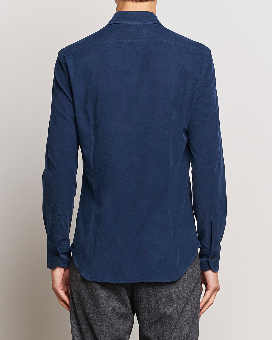 Hombres | Camisas | Mazzarelli | Soft Corduroy Shirt Navy