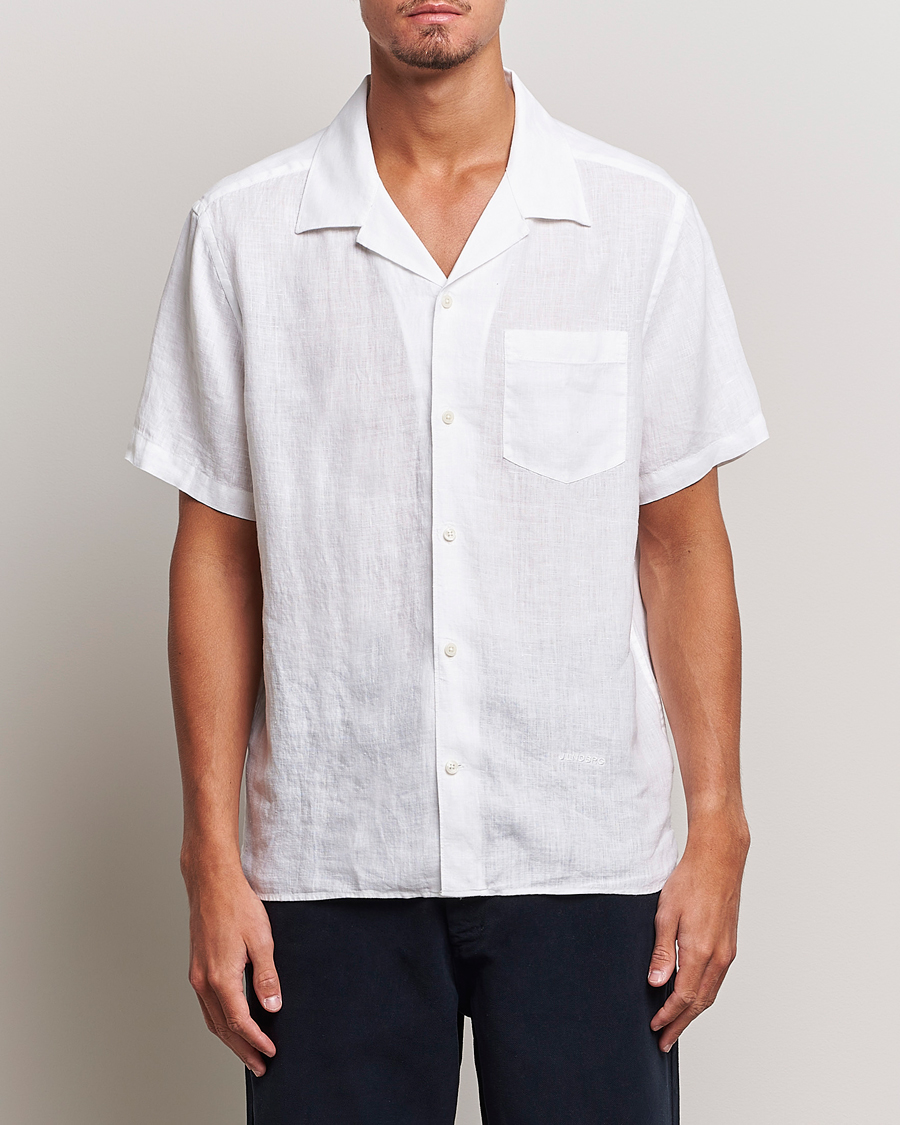 Hombres | Camisas | J.Lindeberg | Reg Fit Linen Melange Short Sleeve Shirt White