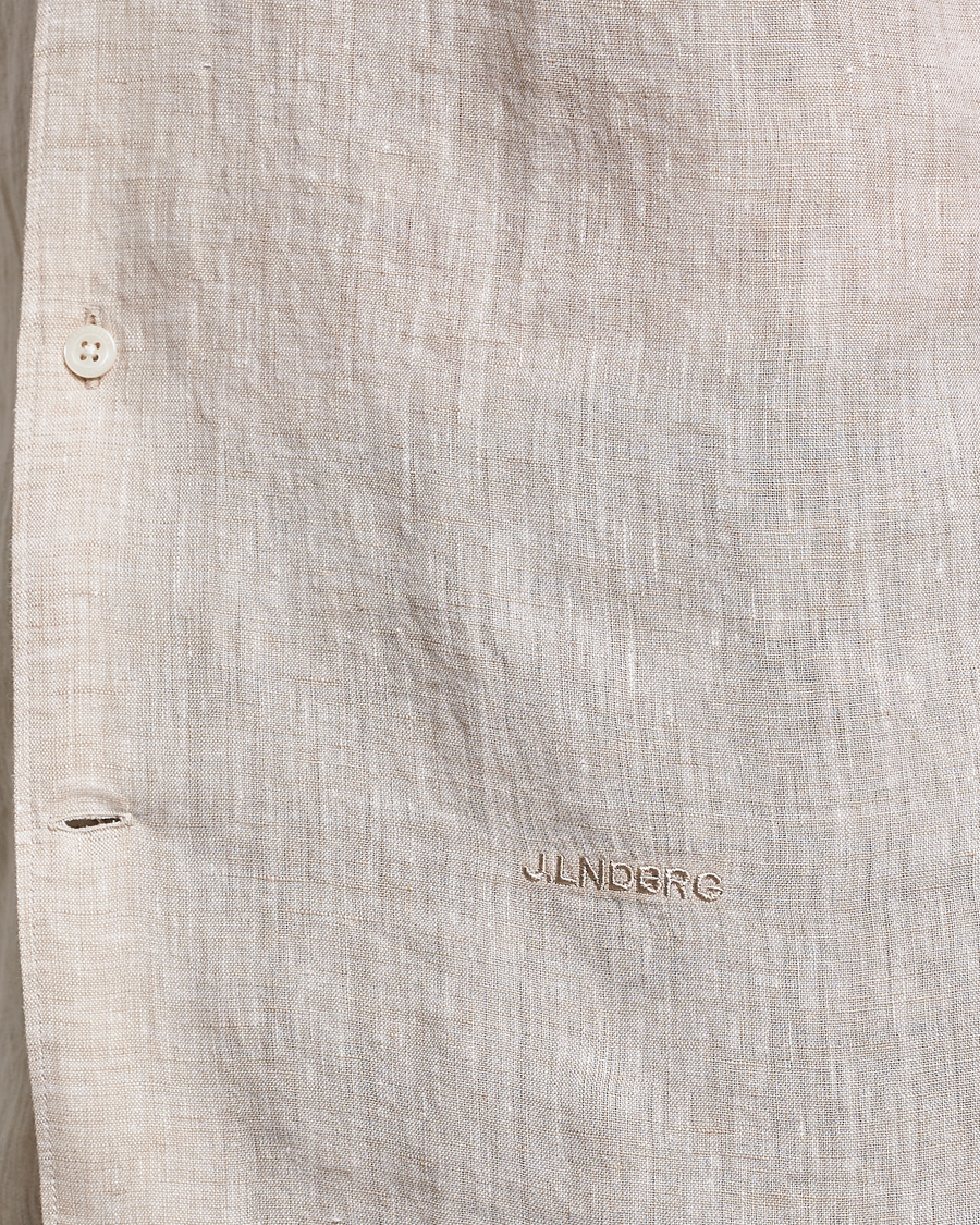 Hombres | Camisas | J.Lindeberg | Reg Fit Linen Melange Short Sleeve Shirt Safari Beige