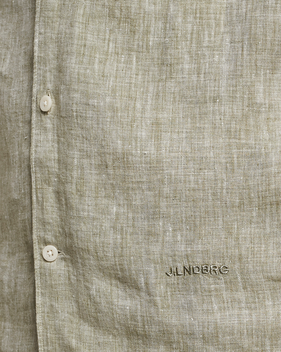 Hombres | Camisas | J.Lindeberg | Reg Fit Linen Melange Short Sleeve Shirt Aloe