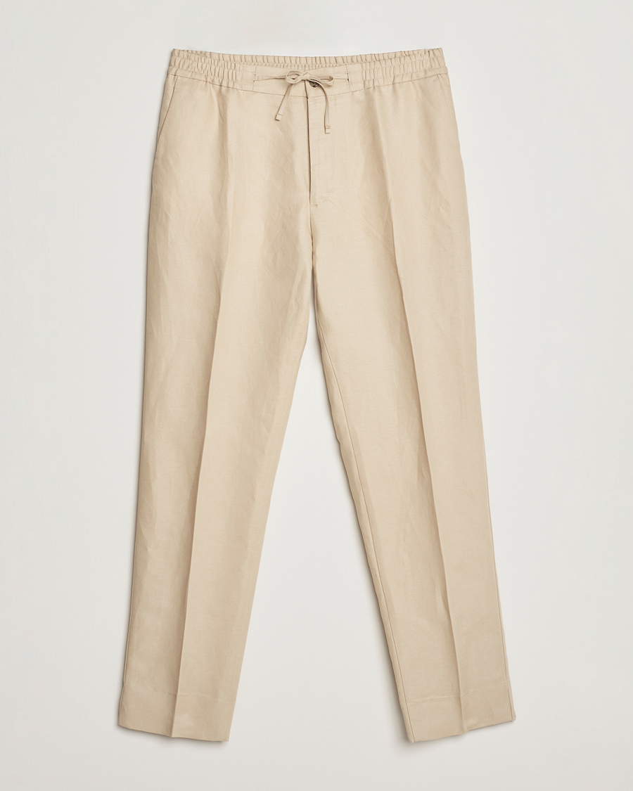 Hombres | Pantalones | J.Lindeberg | Baron Tencel/Linen Trousers Safari Beige