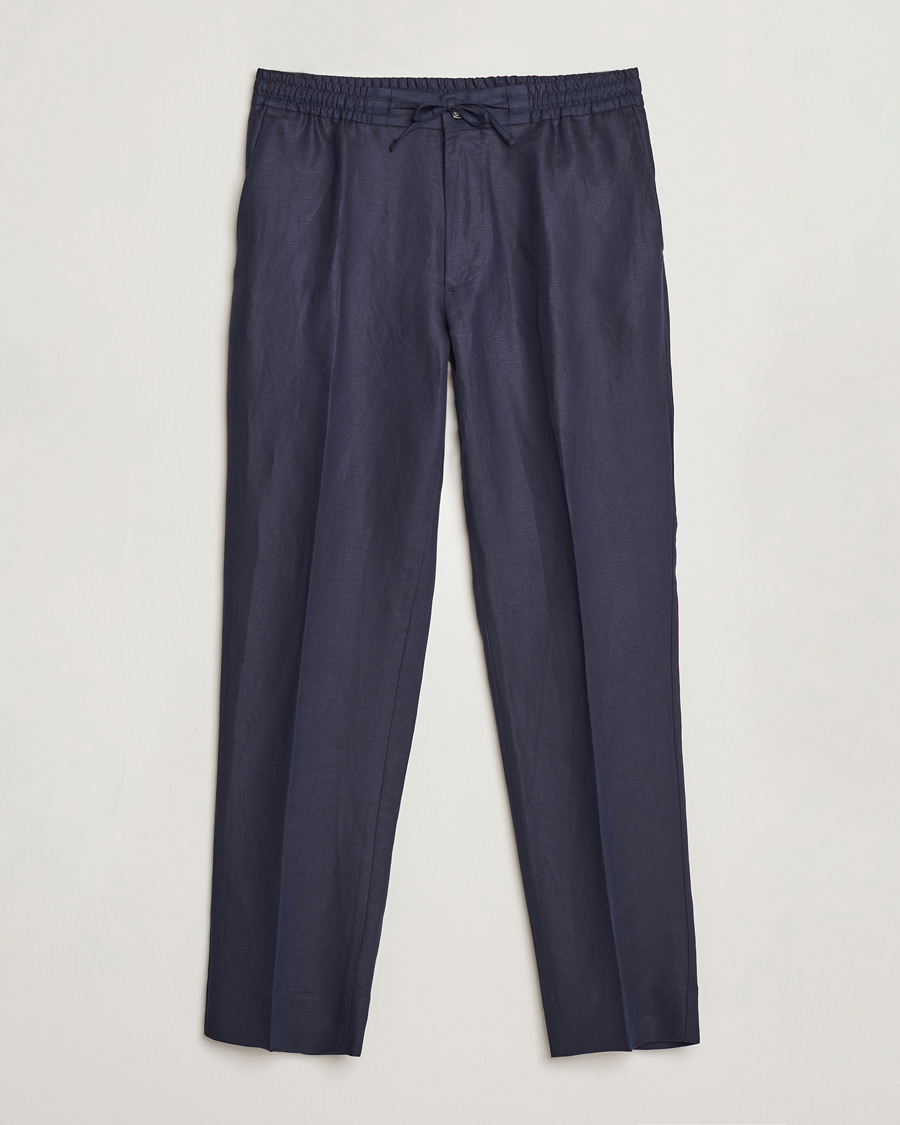 Hombres | Pantalones | J.Lindeberg | Baron Tencel/Linen Trousers Navy