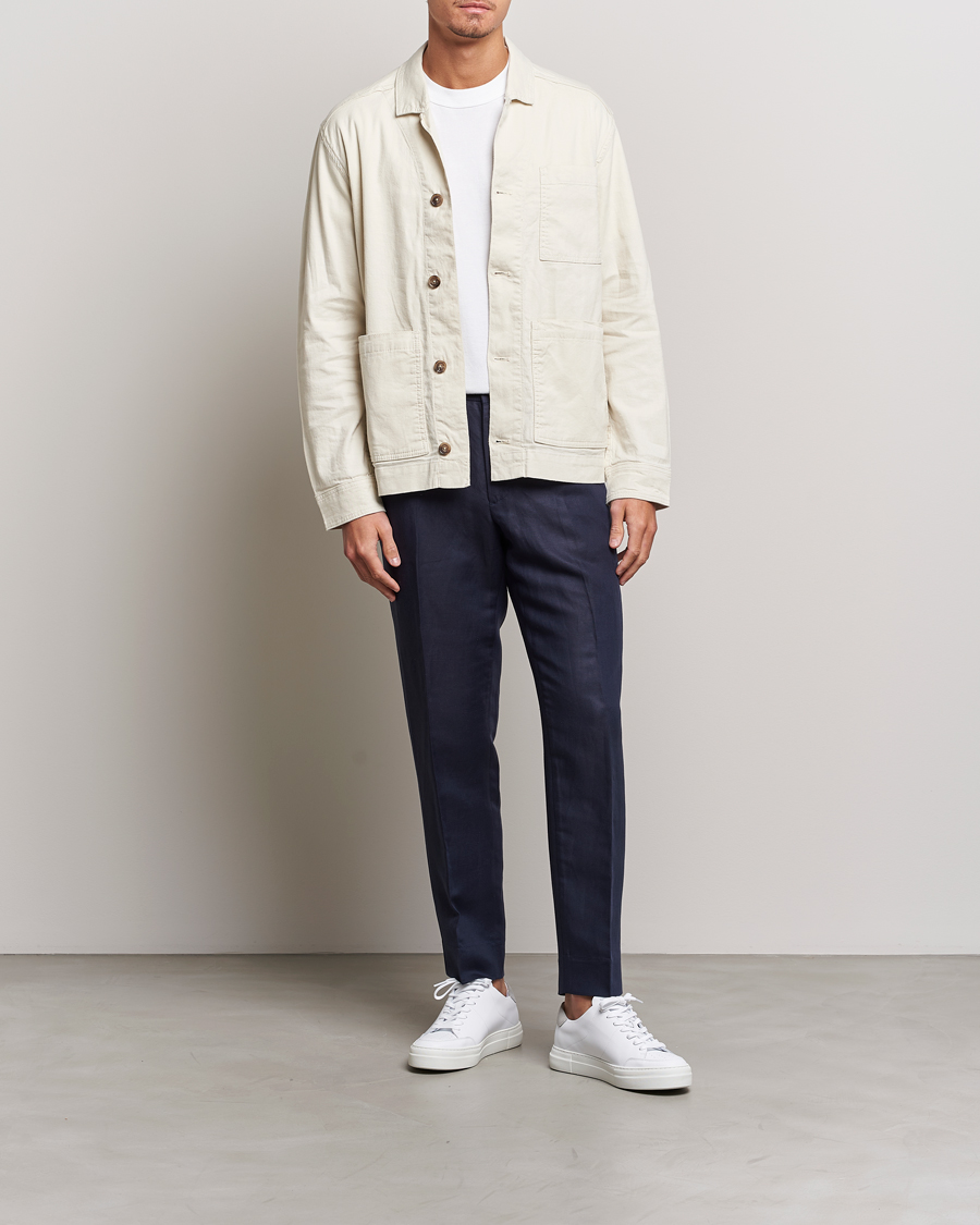 Hombres | Pantalones | J.Lindeberg | Baron Tencel/Linen Trousers Navy