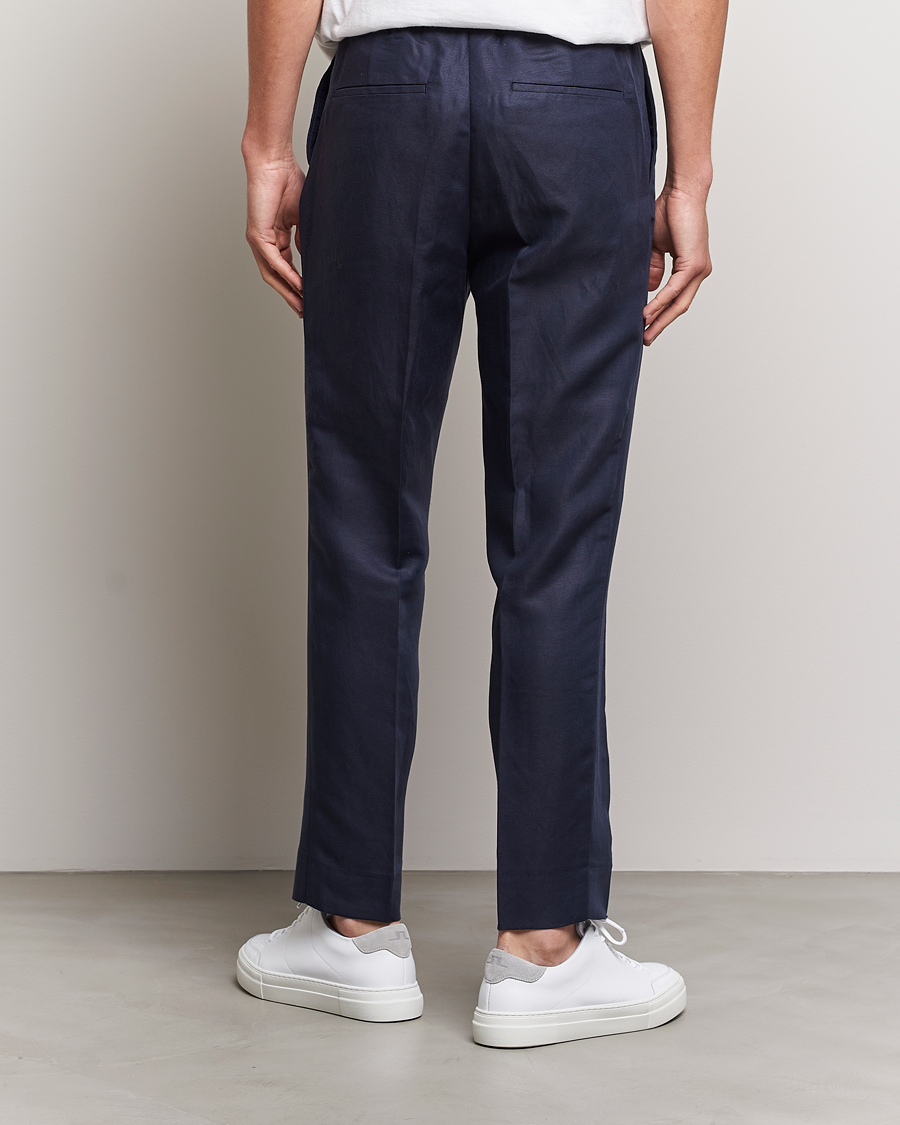 Hombres | Pantalones | J.Lindeberg | Baron Tencel/Linen Trousers Navy