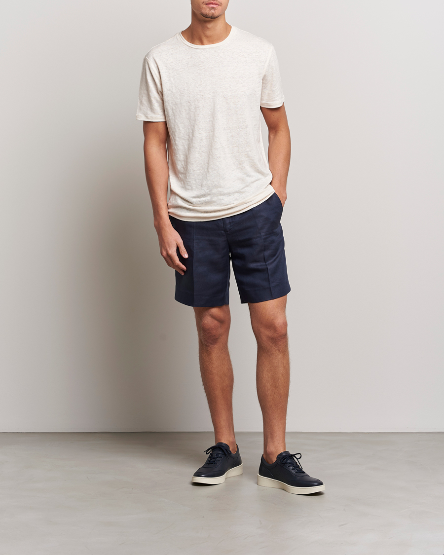 Hombres | Pantalones cortos | J.Lindeberg | Baron Tencel/Linen Shorts Navy