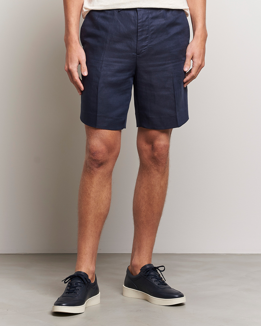 Hombres | Pantalones cortos | J.Lindeberg | Baron Tencel/Linen Shorts Navy