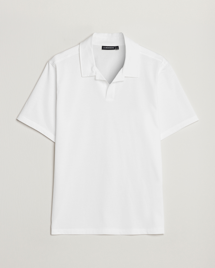 Hombres | Polos | J.Lindeberg | Asher Open Collar Polo Shirt White