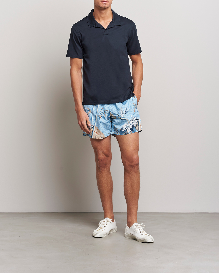 Hombres | Polos | J.Lindeberg | Asher Open Collar Polo Shirt Navy