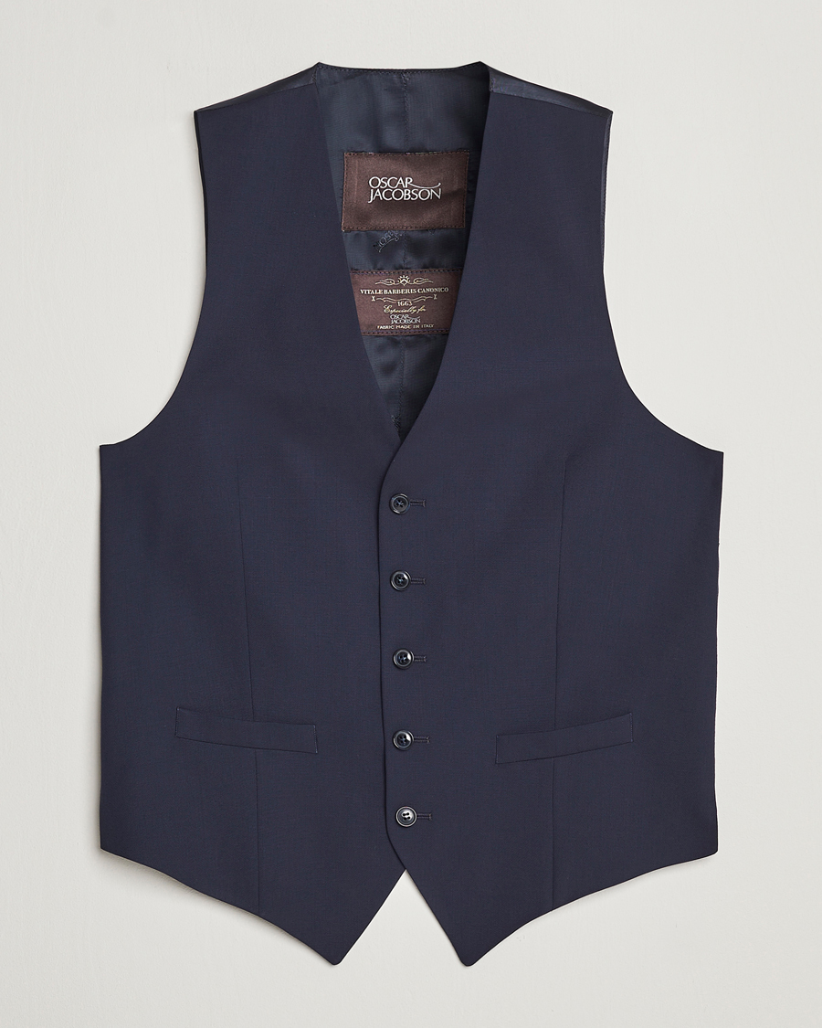Hombres | Blazers | Oscar Jacobson | Carlo Wool Waistcoat Blue