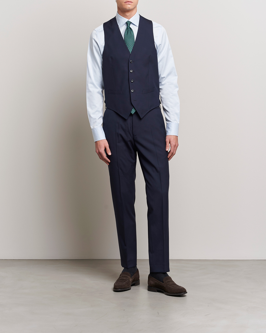 Hombres | Blazers | Oscar Jacobson | Carlo Wool Waistcoat Blue