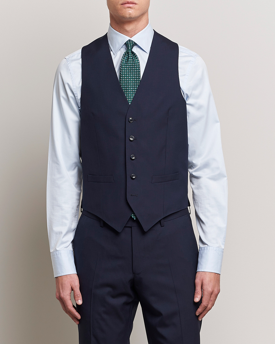 Hombres | Blazers | Oscar Jacobson | Carlo Wool Waistcoat Blue