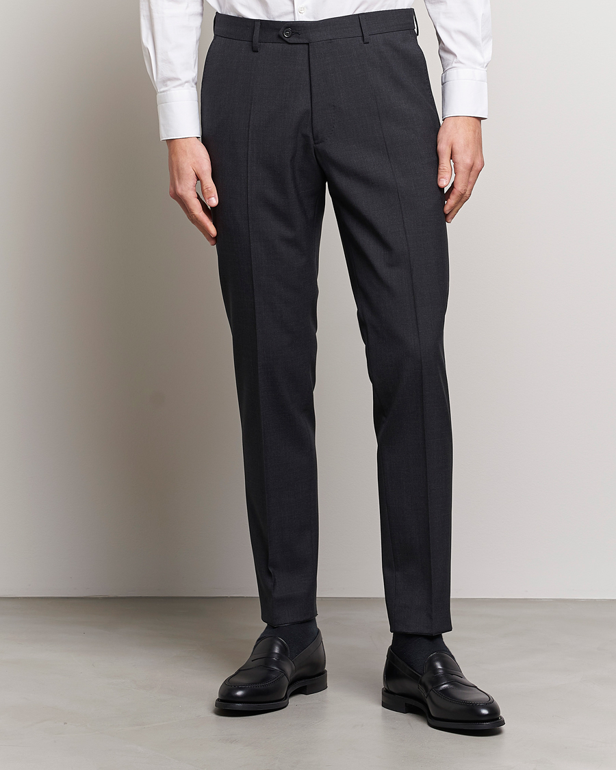 Hombres | Business & Beyond | Oscar Jacobson | Denz Wool Trousers Grey