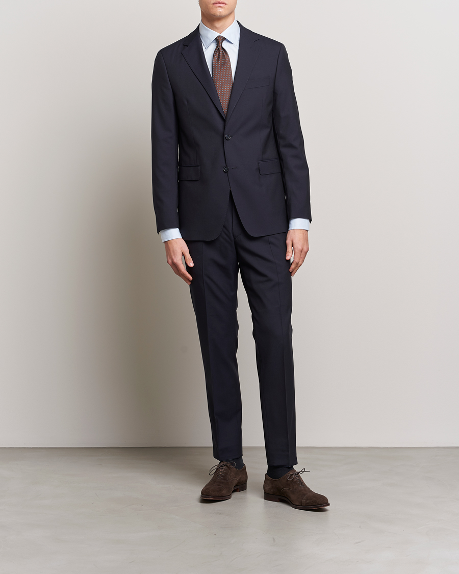 Hombres | Pantalones | Oscar Jacobson | Denz Wool Trousers Navy