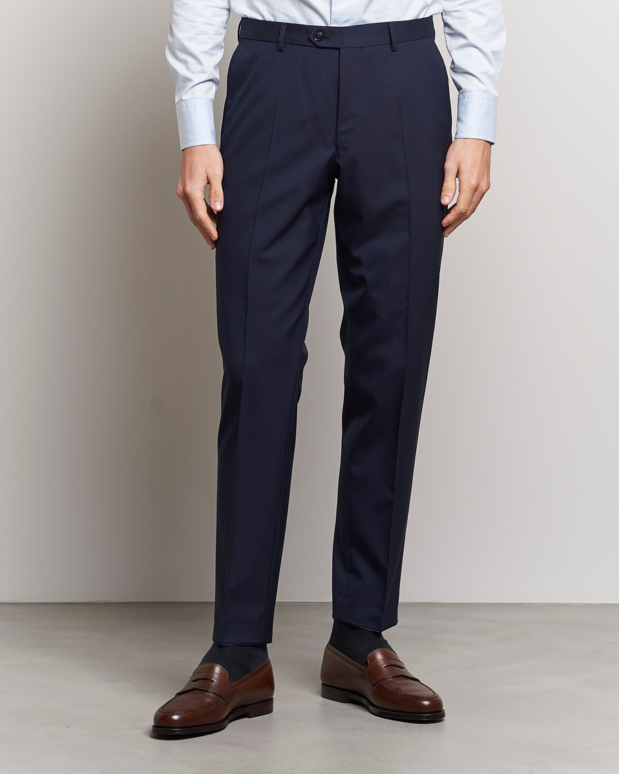 Hombres | Ropa | Oscar Jacobson | Denz Wool Trousers Blue