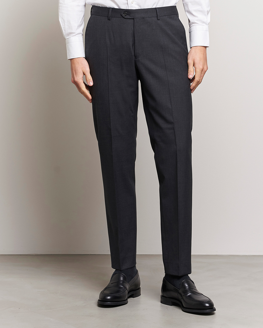Hombres | Pantalones de traje | Oscar Jacobson | Diego Wool Trousers Grey