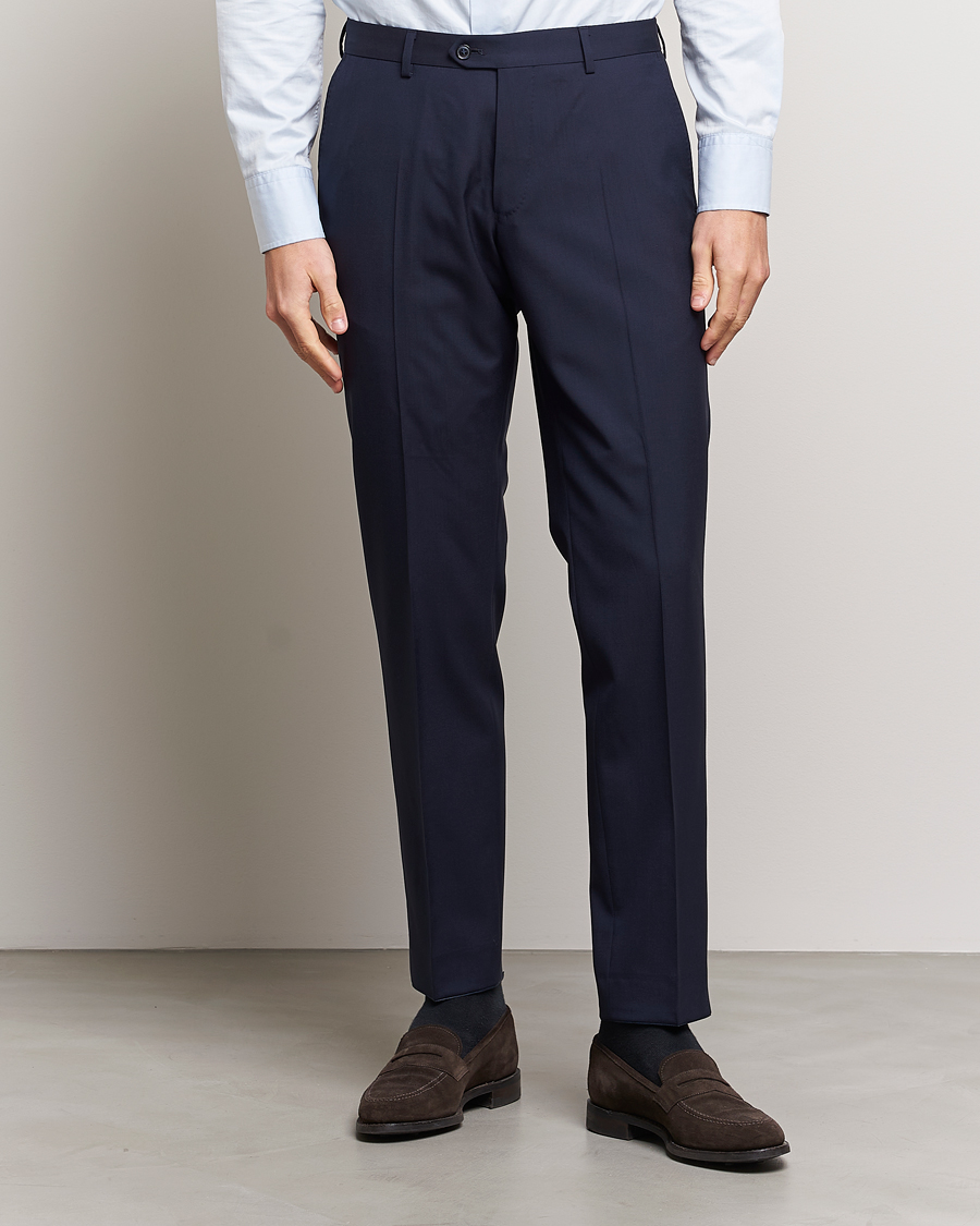 Hombres | Business & Beyond | Oscar Jacobson | Diego Wool Trousers Blue