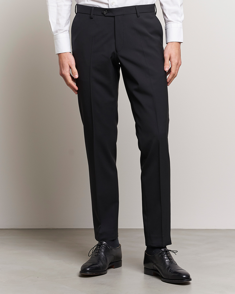 Hombres | Business & Beyond | Oscar Jacobson | Diego Wool Trousers Black
