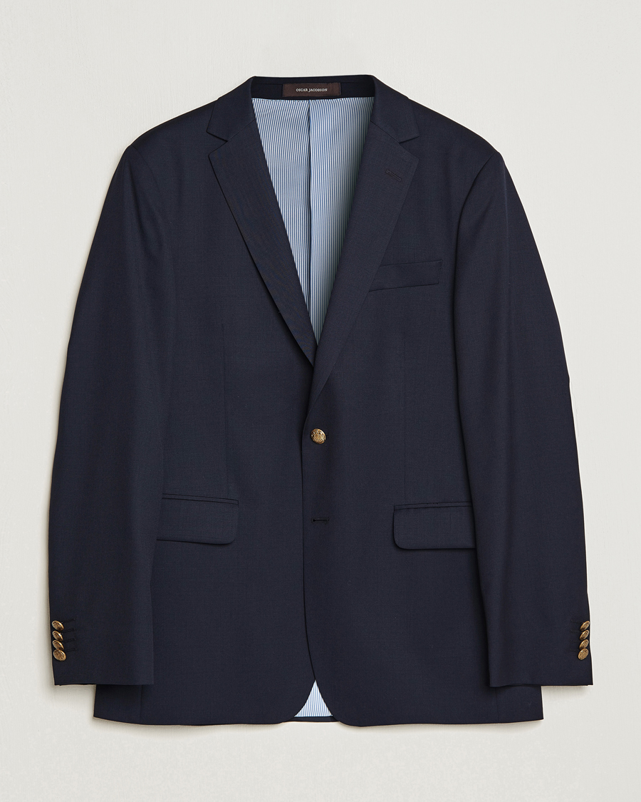 Hombres | Blazers | Oscar Jacobson | John Club Wool Blazer Navy