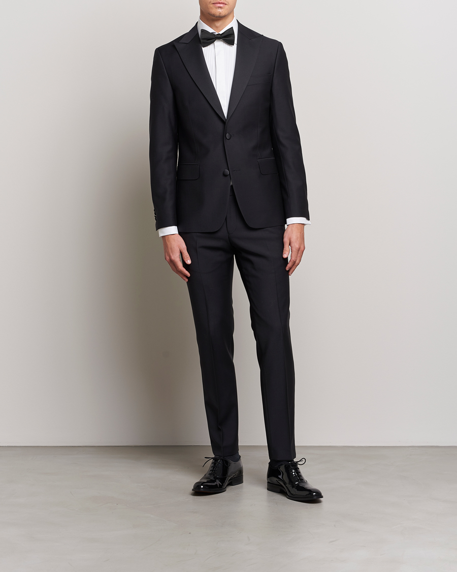 Hombres | Blazers | Oscar Jacobson | Elder Wool Tuxedo Blazer Black