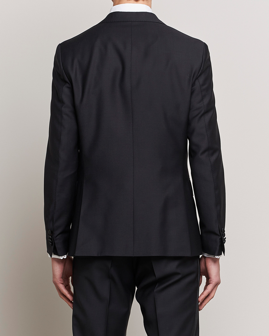 Hombres | Blazers | Oscar Jacobson | Elder Wool Tuxedo Blazer Black