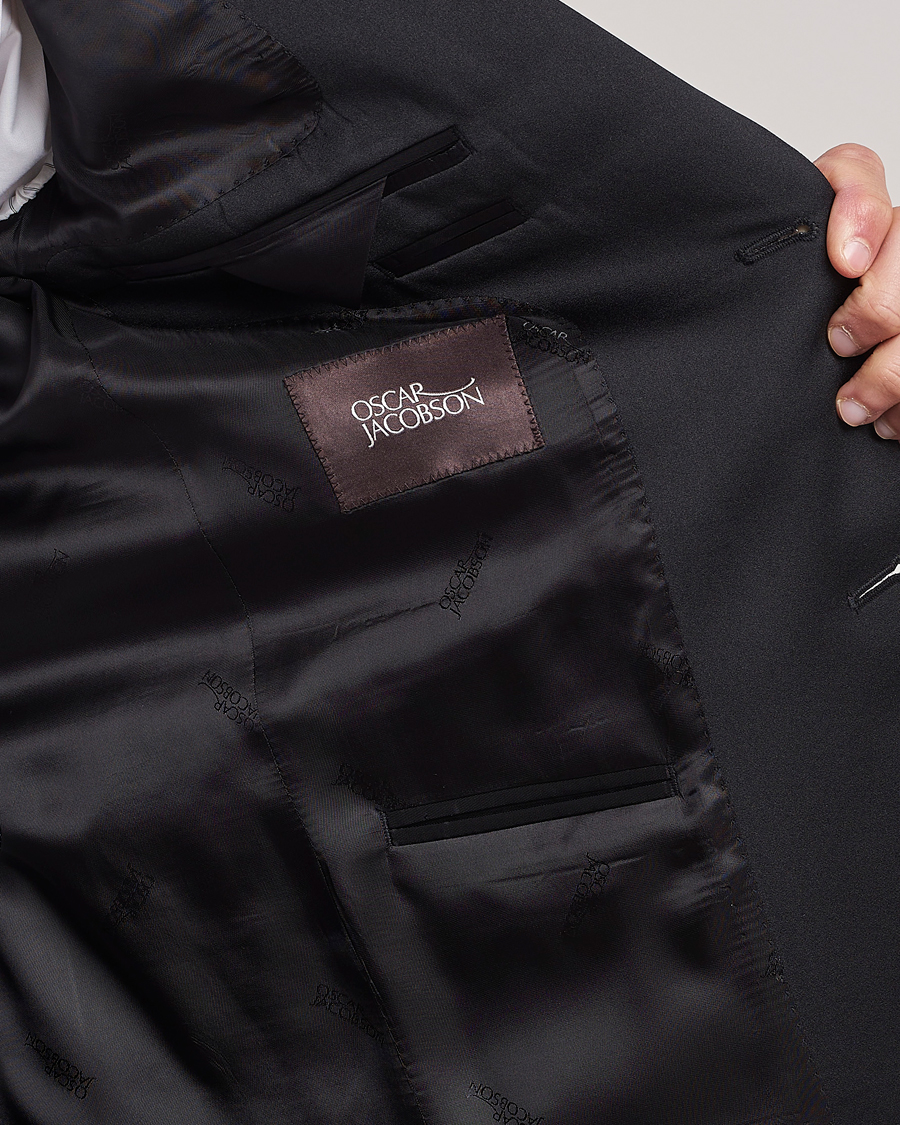 Hombres | Blazers | Oscar Jacobson | Elder Wool Tuxedo Blazer Black
