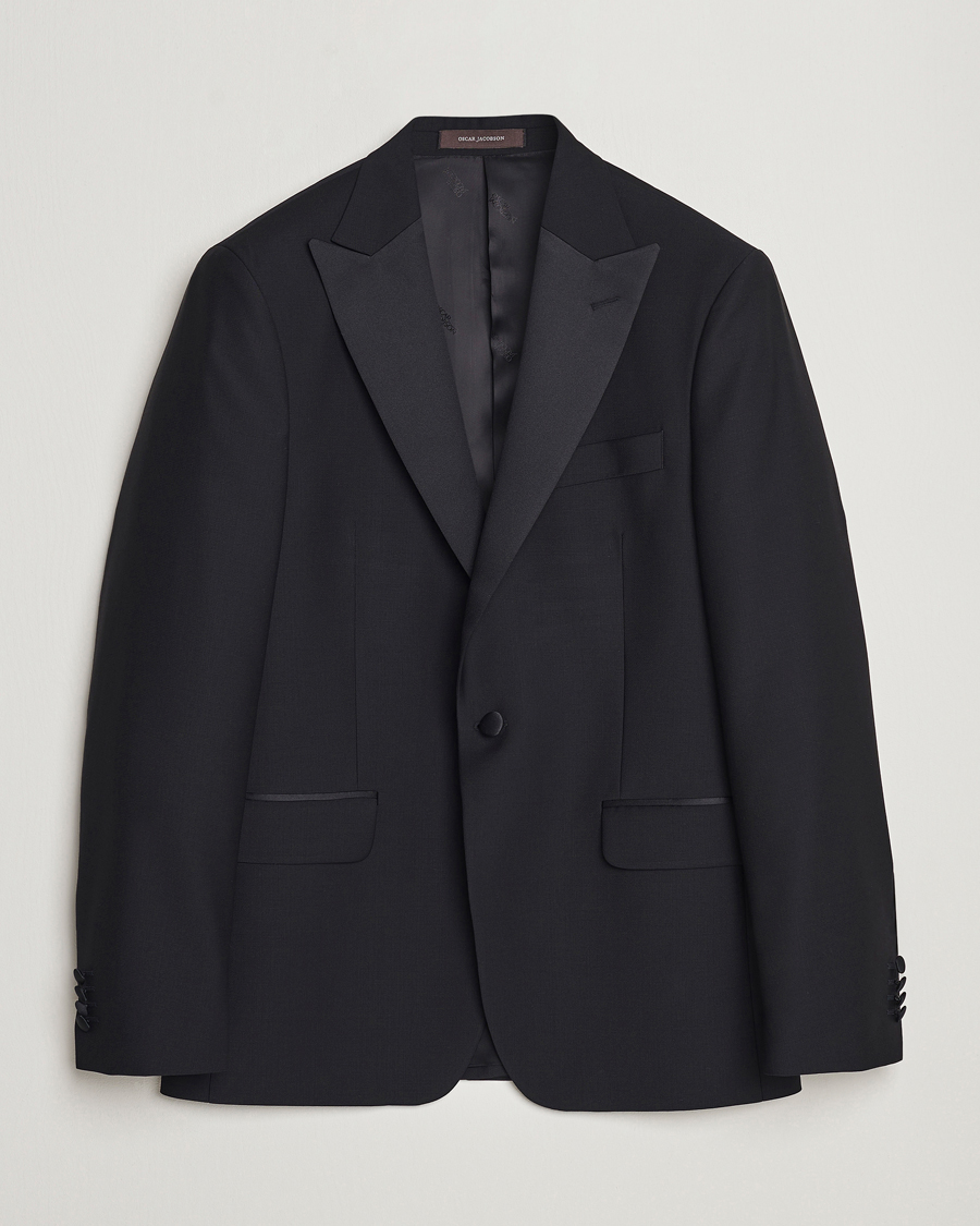 Hombres | Blazers | Oscar Jacobson | Frampton Wool Tuxedo Blazer Black