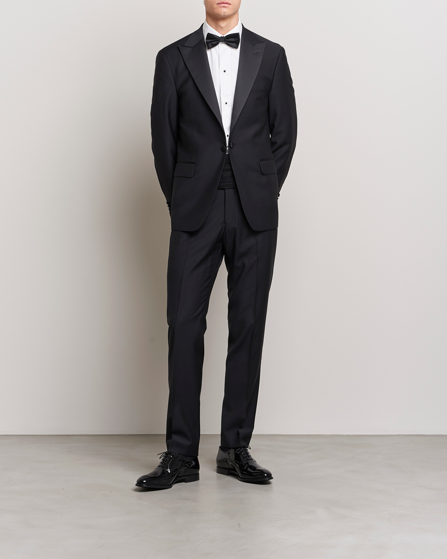 Hombres | Blazers | Oscar Jacobson | Frampton Wool Tuxedo Blazer Black