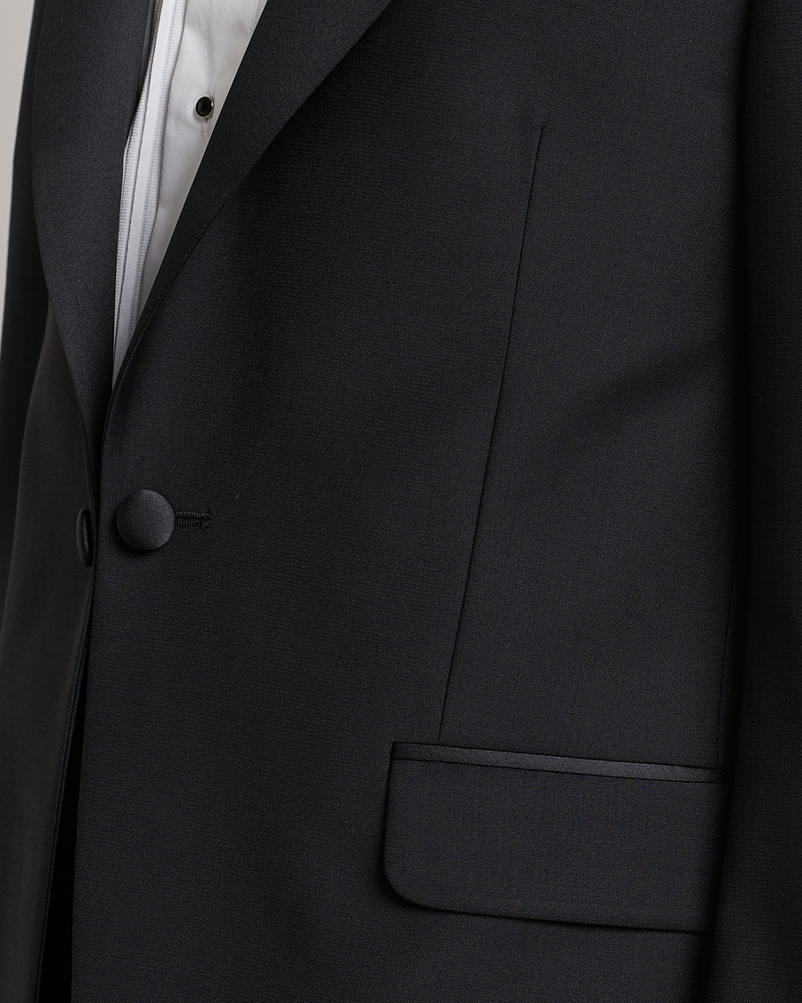 Hombres | Blazers | Oscar Jacobson | Frampton Wool Tuxedo Blazer Black