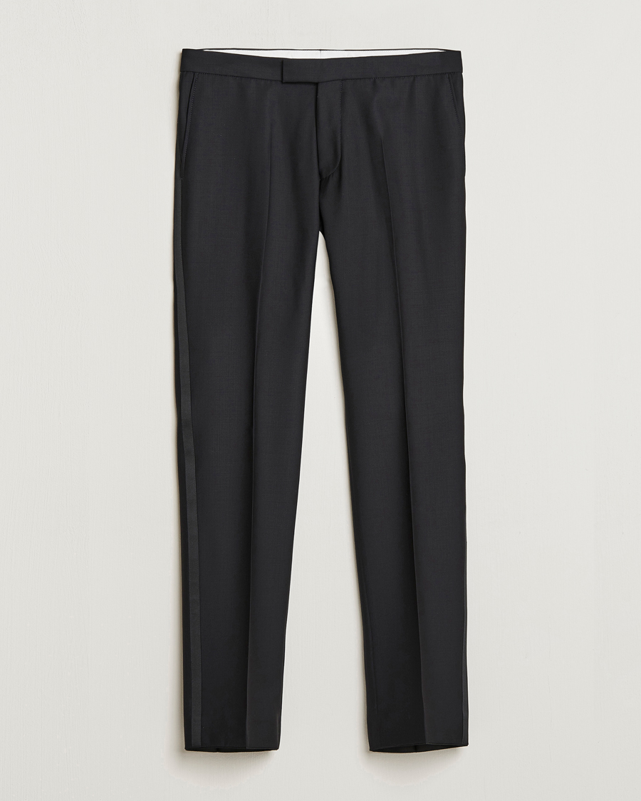 Hombres | Pantalones | Oscar Jacobson | Devon Wool Tuxedo Trousers Black