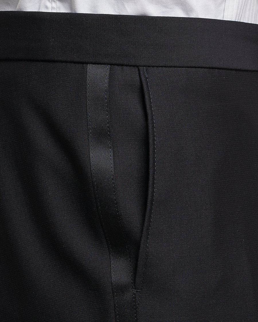 Hombres | Pantalones | Oscar Jacobson | Devon Wool Tuxedo Trousers Black