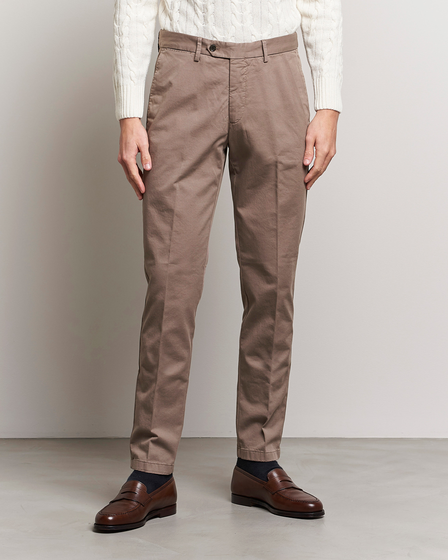 Hombres | Ropa | Oscar Jacobson | Danwick Cotton Trousers Light Brown