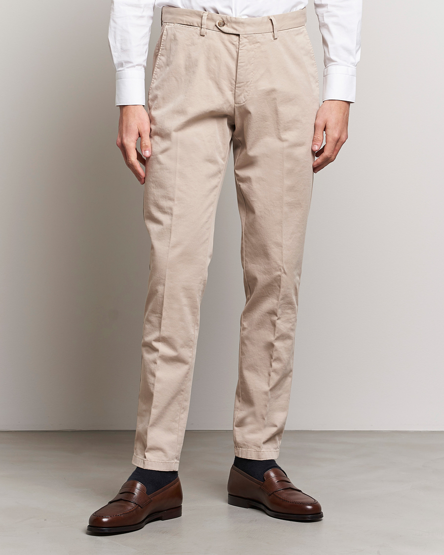 Hombres | Pantalones | Oscar Jacobson | Danwick Cotton Trousers Beige