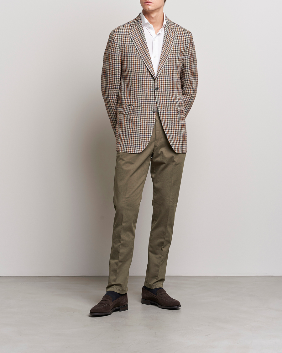 Hombres | Pantalones | Oscar Jacobson | Danwick Cotton Trousers Olive