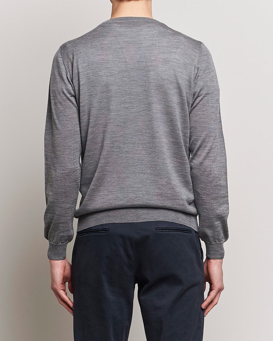 Hombres | Jerséis y prendas de punto | Oscar Jacobson | Custer Merino Wool Roundneck Grey